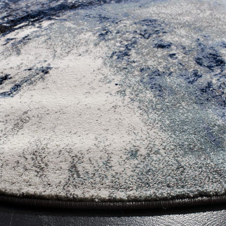 17 Stories Seliyah Performance Blue/Light Gray Rug Wayfair